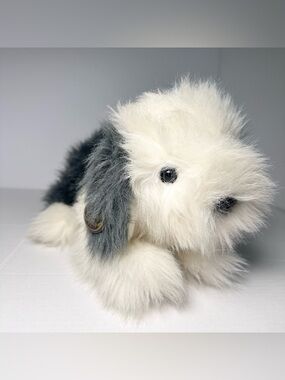 VTG 80’s Shaggy Old English SHEEPDOG Plush Gray White Stuffed Animal-WITH TAGS